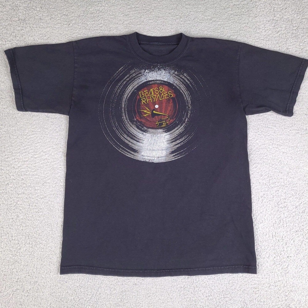 Beats & Rhymes T-Shirt Mens Medium Black Urban‎ Pipeline UP Record LP
